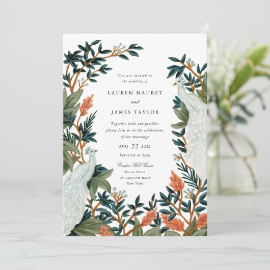 Der Pfau Einladung (Stehend Vorderseite)