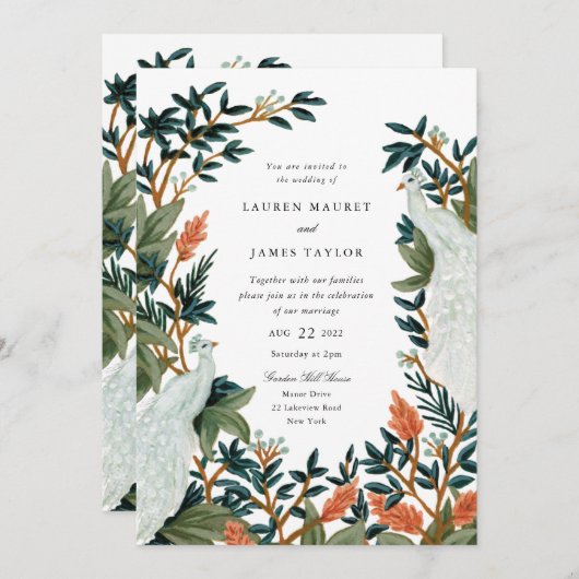 Der Pfau Einladung (Vorne/Hinten)