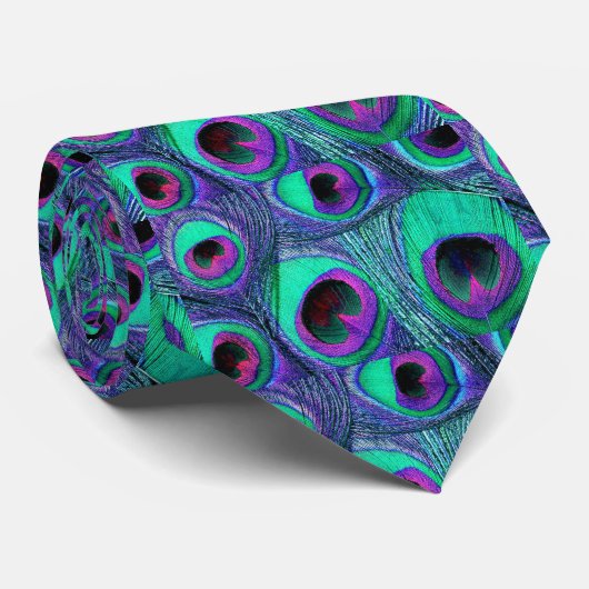 Der Pfau-Feder-Krawatte der Männer - aquamarines Krawatte (Gerollt)