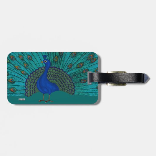 Der Pfau Gepäckanhänger (Rückseite horizontal)