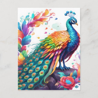 Der Pfau ist ein farbenfroher Vogel, der bekannt i Postkarte