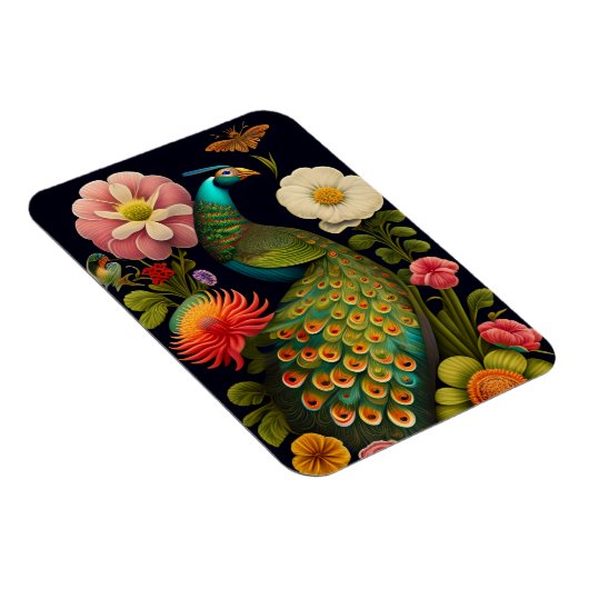 Der Pfau | Modernes Haeckel Magnet (Rechte Seite)