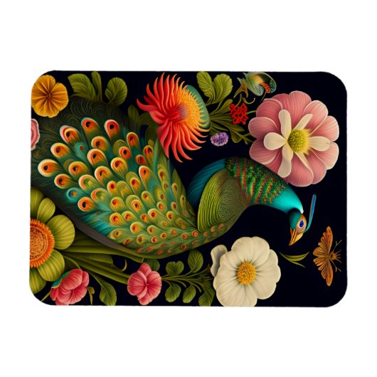 Der Pfau | Modernes Haeckel Magnet (Horizontal)