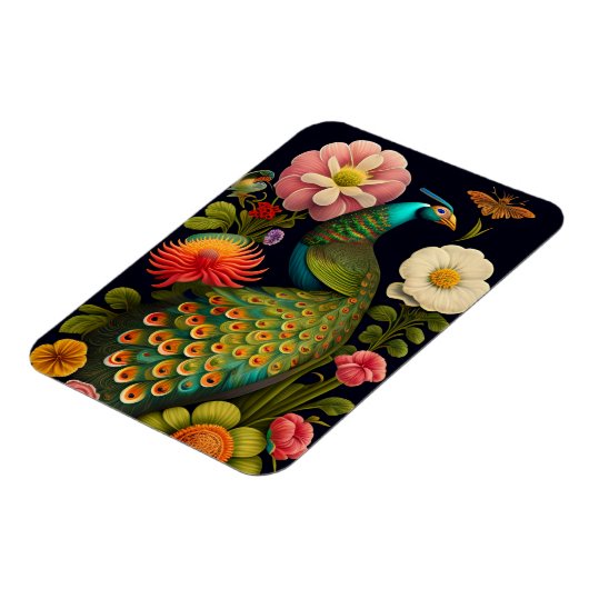 Der Pfau | Modernes Haeckel Magnet (Linke Seite)