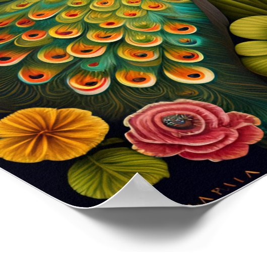 Der Pfau | Modernes Haeckel Poster (Ecke)