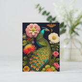 Der Pfau | Modernes Haeckel Postkarte (Stehend Vorderseite)