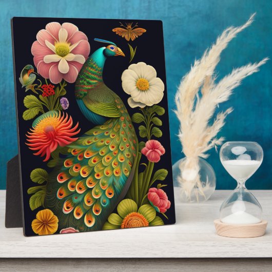 Der Pfau | Modernes Haeckel Tabletop Fotoplatte (Seite)