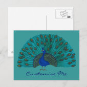 Der Pfau Postkarte (Vorne/Hinten)