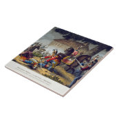 Der Pferdeschutz am Kampf von Waterloo, engrav Fliese (Seite)