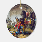 Der Pferdeschutz am Kampf von Waterloo, engrav Keramik Ornament (Links)