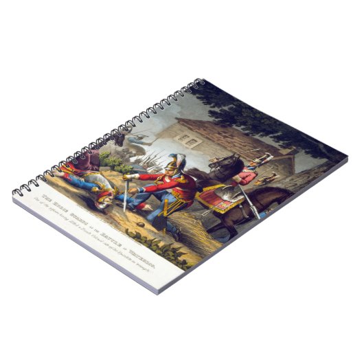 Der Pferdeschutz am Kampf von Waterloo, engrav Notizblock (Linke Seite)