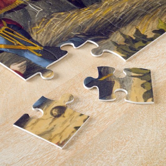 Der Pferdeschutz am Kampf von Waterloo, engrav Puzzle (Seite)