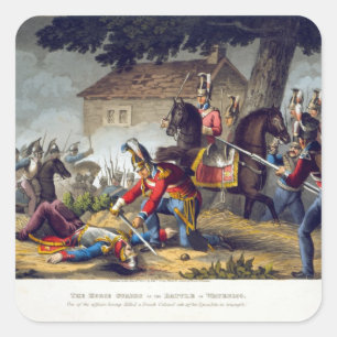 Der Pferdeschutz am Kampf von Waterloo, engrav Quadratischer Aufkleber