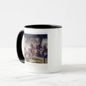 Der Pferdeschutz am Kampf von Waterloo, engrav Tasse (Vorderseite Links)