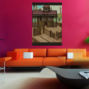 Der Pferdestall in der Stadt   AI Art Poster