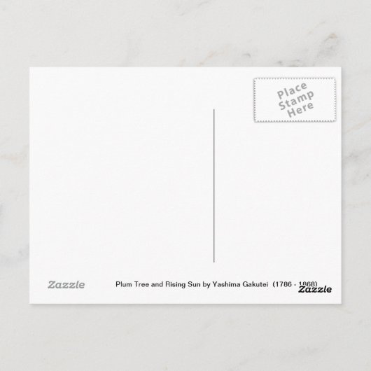 Der Pflaumenbaum und die aufstrebende Sonne Postkarte (Rückseite)