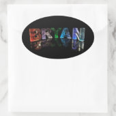 Der Phantastische Name Bryan in 3D Lights Ovaler Aufkleber (Tasche)