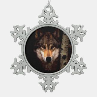 Der Phantom-Wolf Schneeflocken Zinn-Ornament