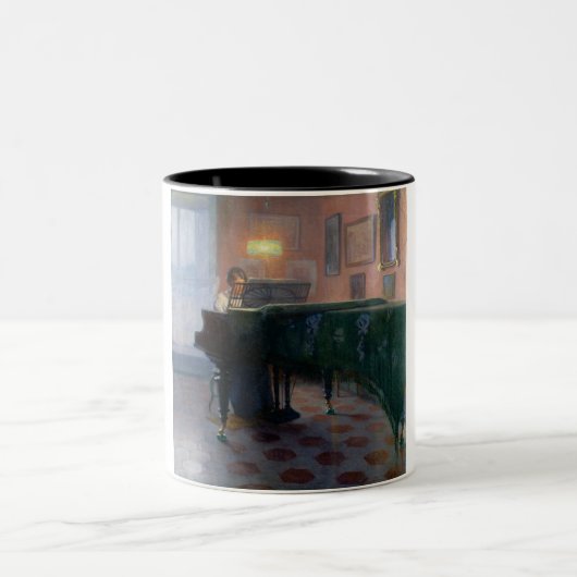 Der Pianist (Musikerin) Zweifarbige Tasse (Mittel)