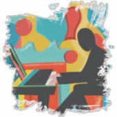 Der Pianist - Original-Ölgemälde-Aufkleber Aufkleber (Vorderseite)