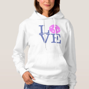 Der Pickleball der Frauen Hoodie: "LIEBE" (Rosa) Hoodie