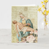 Der Pieta Mary und Jesus-religiöses christliches Karte (Gelbe Blume)