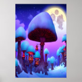 Der Pilzwald, Nacht, Mond, Schnee | Art der AI Poster (Vorne)