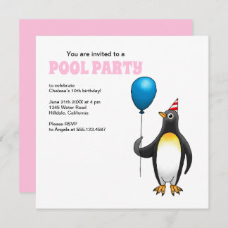 Der Pinguin lädt Sie zu einem Party ein Einladung