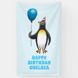 Der Pinguin mit dem blauen Luftballon Banner