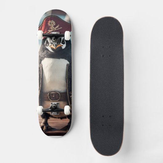 Der Pinguin-Pirat Skateboard (Vorderseite)