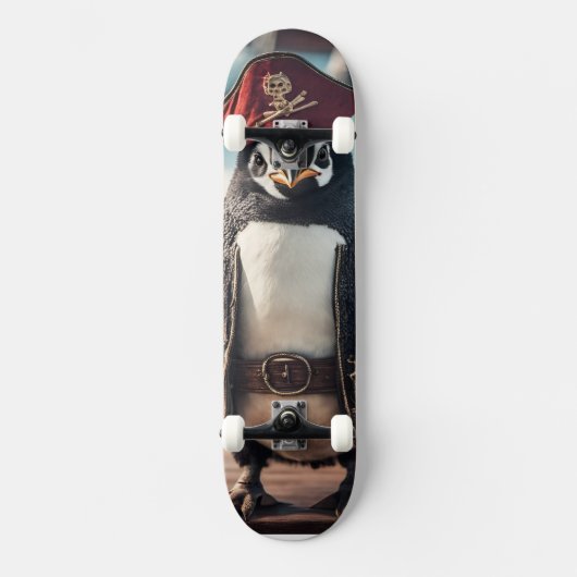 Der Pinguin-Pirat Skateboard (Vorderseite)