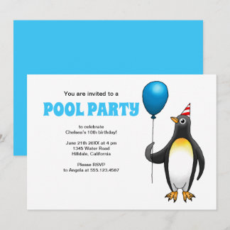 Der Pinguin und der blaue Ballon Einladung