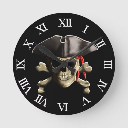 Der Piratenflagge Pirate Skull Runde Wanduhr (Vorderseite)