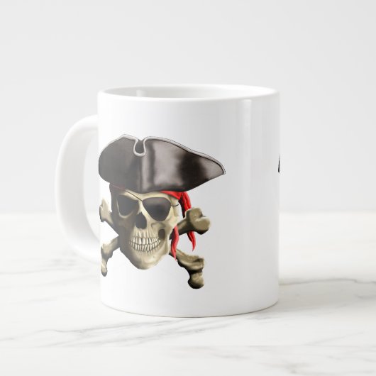 Der Piratenflagge-Piraten-Schädel Jumbo-Tasse (Vorderseite Links)