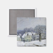 Der Place du Chenil in Marly-le-Roi, Schnee, 1876 Magnet (Vorderseite/Rückseite)