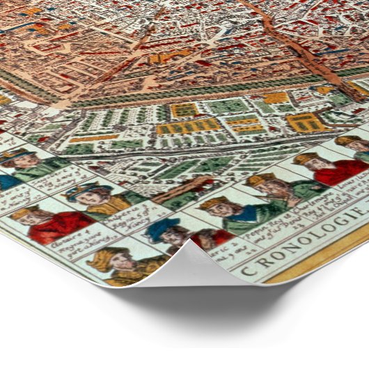 Der Plan von Paris grenzt an eine chronologische Poster (Ecke)