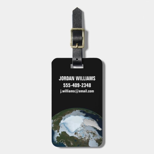 Der Planet Erde zeigt eine Eisdecke im Jahr 1980. Gepäckanhänger (Vorderseite vertikal)