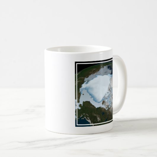 Der Planet Erde zeigt eine Eisdecke im Jahr 1980. Kaffeetasse (VorderseiteRechts)