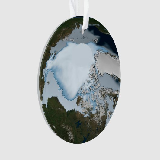 Der Planet Erde zeigt eine Eisdecke im Jahr 1980. Ornament (Vorderseite)