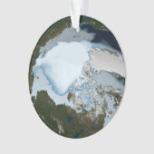 Der Planet Erde zeigt eine Eisdecke im Jahr 1980. Ornament (Vorderseite)