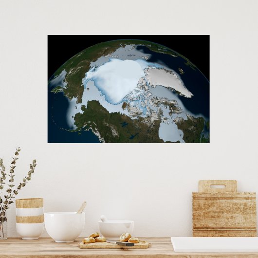 Der Planet Erde zeigt eine Eisdecke im Jahr 1980. Poster (Küche)