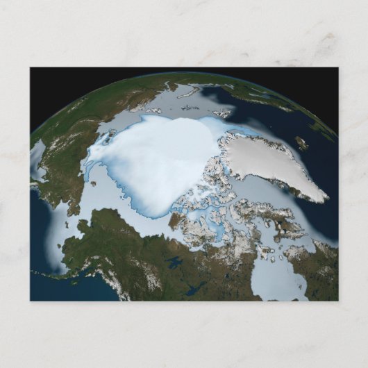 Der Planet Erde zeigt eine Eisdecke im Jahr 1980. Postkarte (Vorderseite)