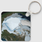 Der Planet Erde zeigt eine Eisdecke im Jahr 1980. Schlüsselanhänger (Rückseite)