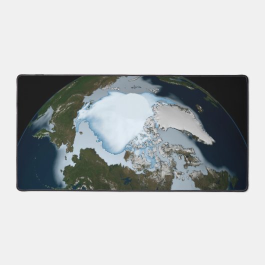 Der Planet Erde zeigt eine Eisdecke im Jahr 1980. Schreibtischunterlage (Vorderseite)