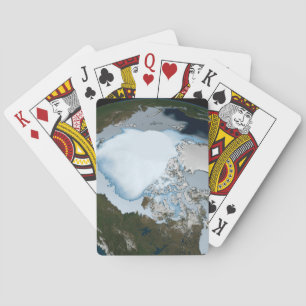 Der Planet Erde zeigt eine Eisdecke im Jahr 1980. Spielkarten