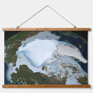 Der Planet Erde zeigt eine Eisdecke im Jahr 1980. Wandteppich Mit Holzrahmen