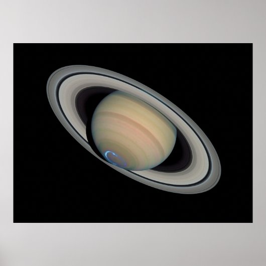 Der Planet Saturn mit den Auroras Poster (Vorne)