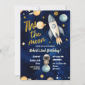 Der Planet Weltraum Astronaut Zwei Mond 2. Geburts Einladung (Vorderseite)