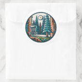 Der Plattengolf im Holzretro Kunst Runder Aufkleber (Tasche)