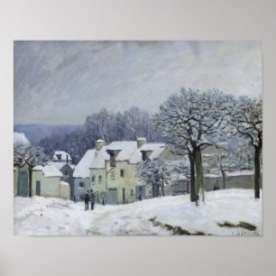 Der Platz du Chenil an Mergelig-Le-ROI, Schnee, Poster